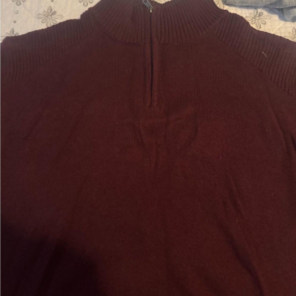 Men's Burgundy Zip-Up Sweater